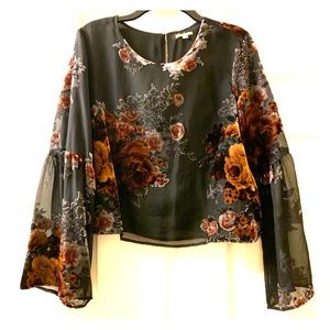 Gianni Bini Floral Velvet Crop Top